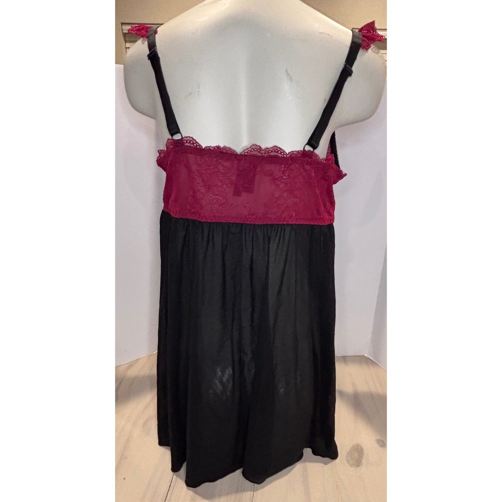 Torrid Curve Black Burgundy Red Lace Strappy Babydoll Lingerie Size 2 NWT - Picture 6 of 11